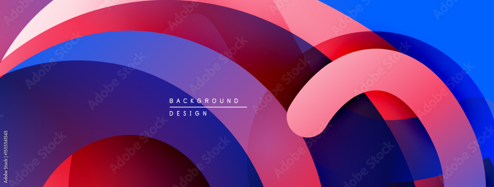 Poster Abstract flowing shapes, vibrant colors create dynamic background. Smooth gradients, modern design elements present visual harmony.