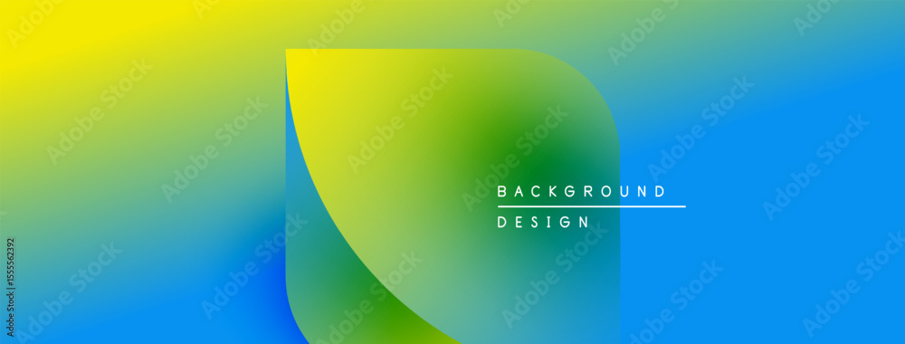 Poster Abstract gradient background. Vivid yellow transitions into green, then blue. Minimalist design with text element. Smooth color flow.
