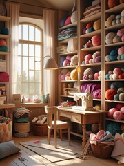 A Crafters Haven a Cozy Sewing Room Filled With Yarn and Inspiration