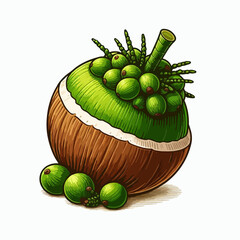 young coconut illustration 