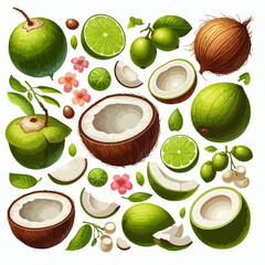 set of fresh fruits