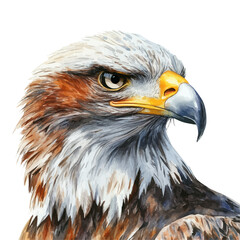 Eagle Close Up, watercolor vector, isolated on a white background.
