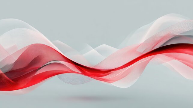Abstract red and gray waves - Powered by Adobe