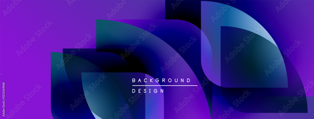 Poster Abstract purple, blue gradients form flowing shapes. Text reads background design centered within composition. Modern, vibrant visual.