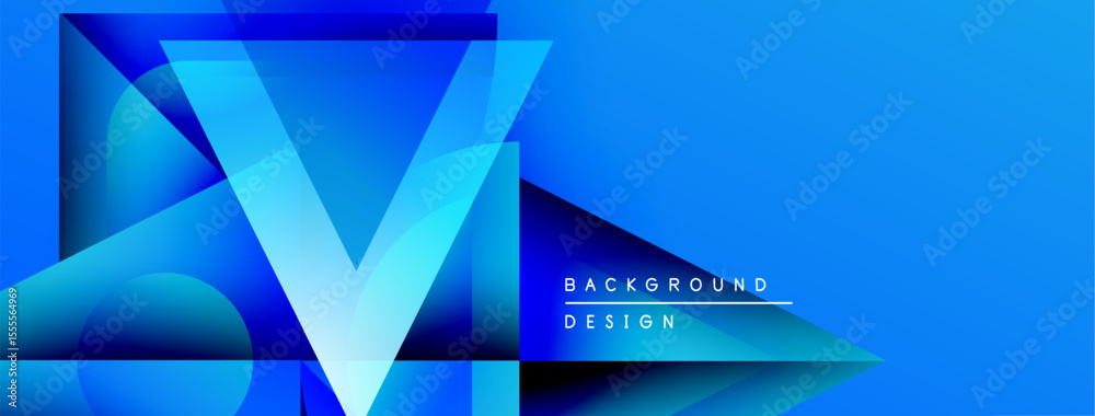 Poster Abstract blue design features layered geometric shapes. Gradient colors create dynamic visual effect. Modern background suitable for digital projects.