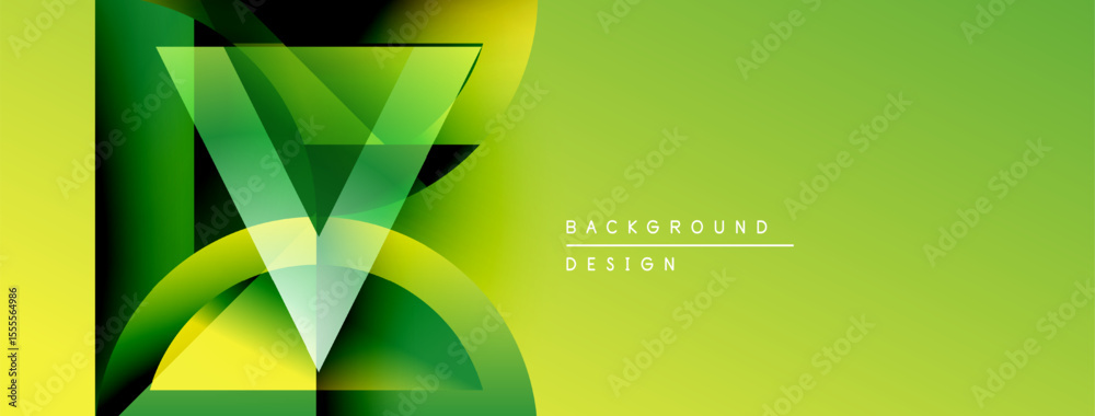 Poster abstract geometric design. vibrant green, yellow hues create dynamic visual effect. modern backgroun
