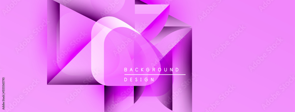 Poster abstract pink background features geometric shapes, layers, text reading background design. modern s