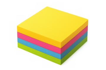 Multicolored adhesive notes stacked neatly, arranged vertically, waiting for spontaneous note-taking against clean backdrop