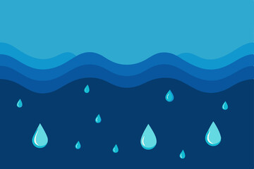 Blue ocean water drop vector illustration with light nature design pattern