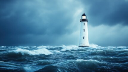 Obraz premium Lighthouse amidst stormy sea (1)