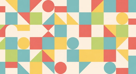 An abstract seamless geometric colorful pattern background with copy space