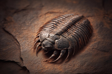 close-up of trilobite fossil on rock surface