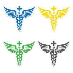 Medical Symbol Variety Four Unique Colored Illustrations on White