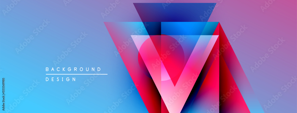 Poster Abstract geometric design. Vibrant colors blend, creating dynamic visual effect. Modern background suitable for digital projects.