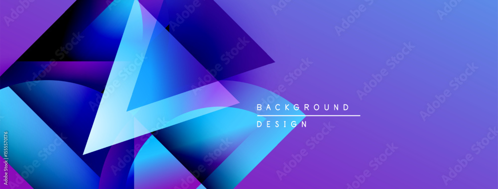 Poster abstract geometric shapes, vibrant blues, purples create dynamic background. modern design elements 