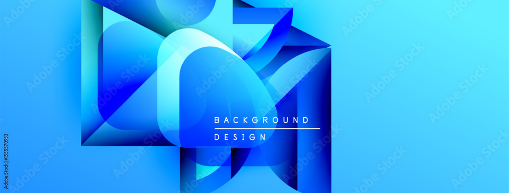 Aufkleber Abstract blue geometric shapes create dynamic background. Gradient effect adds depth, modern feel. Text reads background design.