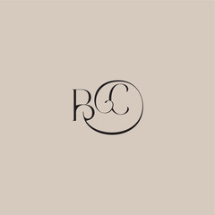 monogram wedding logo elegant and luxury style BC dinamyc curvy initial concept letter