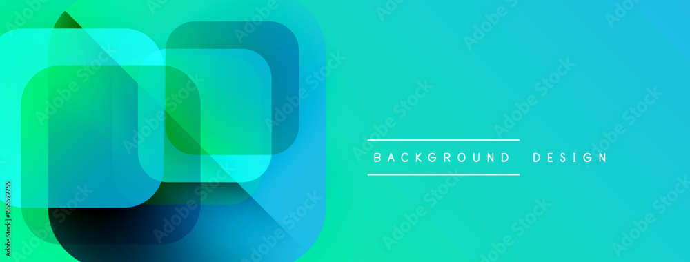 Poster Abstract geometric shapes overlap, creating vibrant turquoise gradient. Modern design element suitable for banners, backgrounds.