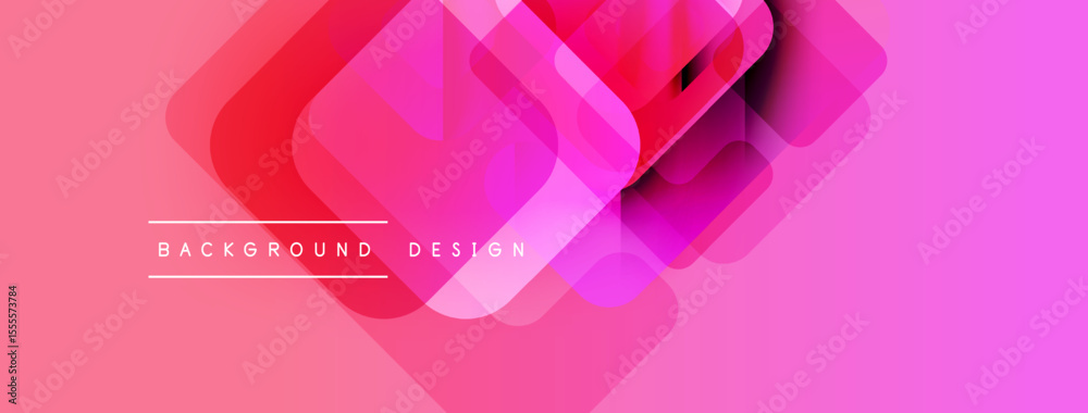 Poster Abstract pink design. Overlapping squares create dynamic visual effect. Modern gradient background, simple text element present.