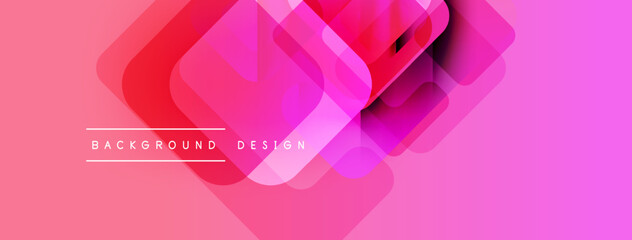 Abstract pink design. Overlapping squares create dynamic visual effect. Modern gradient background, simple text element present.