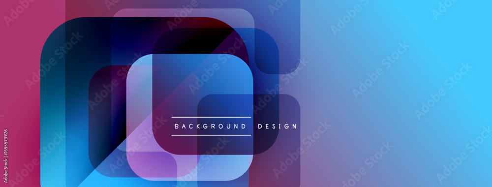 Poster Abstract geometric shapes overlap, creating vibrant color gradients. Modern design elements suggest technology, innovation, dynamism.
