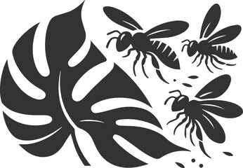 A bee insect black vector illustration silhouette drawing