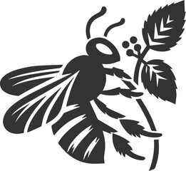 A bee insect black vector illustration silhouette drawing