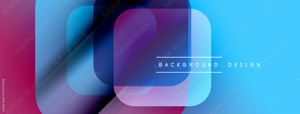 Poster Abstract geometric shapes overlap. Vibrant colors blend, creating modern background. Text reads background design.