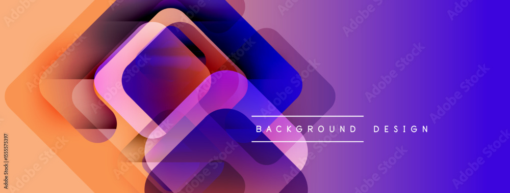 Aufkleber abstract geometric shapes overlap, creating vibrant gradient effect. orange, purple hues dominate co