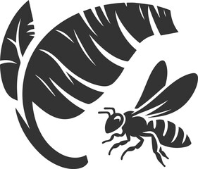 A bee insect black vector illustration silhouette drawing