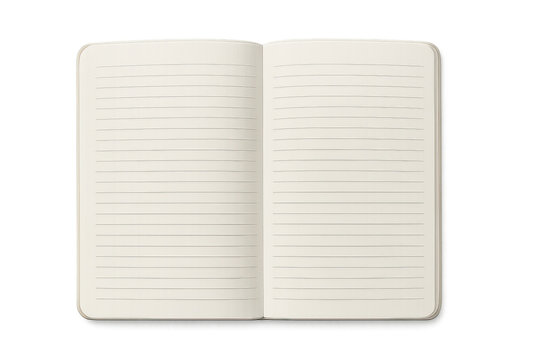 Blank lined notebook spread open, revealing clean white pages waiting for inspiration, creativity, or personal musings