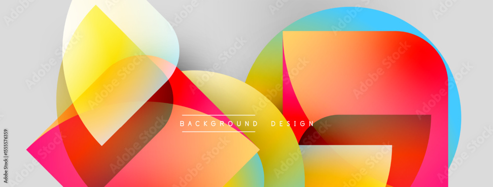Aufkleber Abstract shapes overlap, creating vibrant color gradients. Modern design features smooth transitions, dynamic composition. Background is light gray.