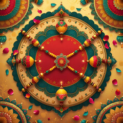 Happy raksha bandhan, rakhi poster floral background
