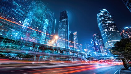 Night city, digital overlay