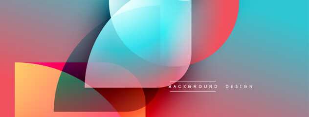 Fototapeta premium Abstract geometric shapes overlap, creating vibrant color gradients. Modern design features smooth transitions, dynamic composition.