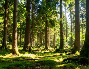 Sunlight Beams Through Dense Forest – Nature Landscape Photography