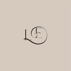 monogram wedding logo elegant and luxury style LE dinamyc curvy initial concept letter