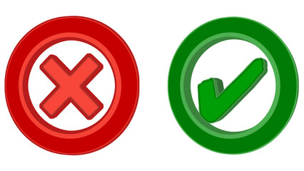 Red X and Green Check Mark Icons Against PNG