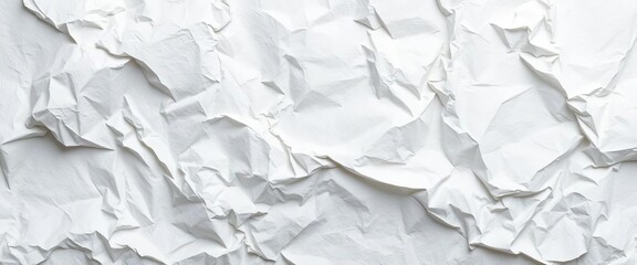 Obraz premium Abstract texture of crumpled white paper, showing creases and shadows, copy space, photography
