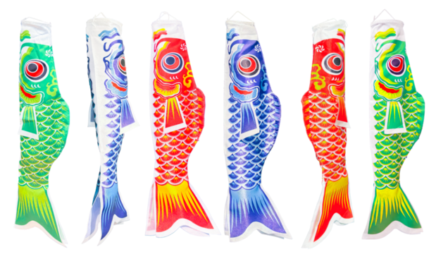 Japanese culture koi flags art. Colorful japanese koinobori carp streamers. 鯉のぼり. Japanese Children's Day Koinobori - Powered by Adobe