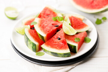 lime and mint leaves.