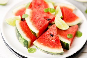 lime and mint leaves.