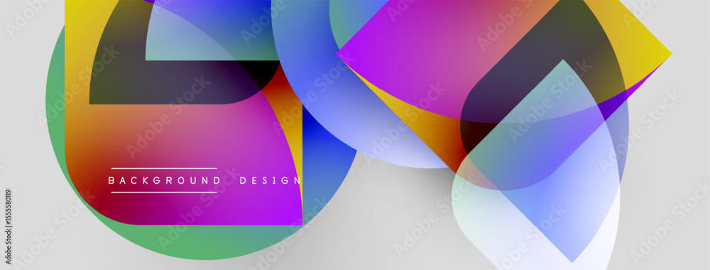 Aufkleber Abstract colorful shapes overlap. Vibrant gradients create dynamic visual effect. Modern design suitable for backgrounds, banners.