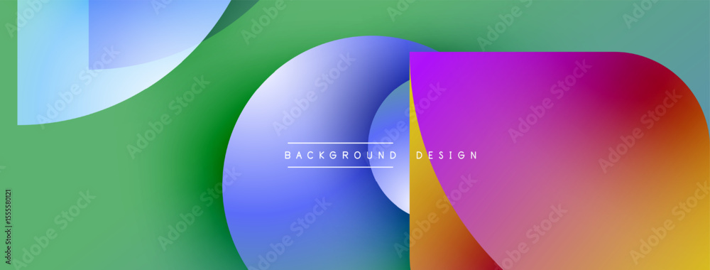 Poster Abstract colorful shapes overlap, creating vibrant gradients. Modern design features smooth transitions, text reads background design.