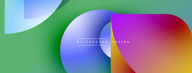 Fototapeta premium Abstract colorful shapes overlap, creating vibrant gradients. Modern design features smooth transitions, text reads background design.