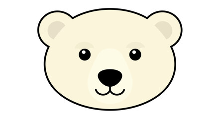 Obraz premium Vector Flat Cartoon Polar Bear Face – Cute Arctic Animal Head Illustration Isolated on White Background