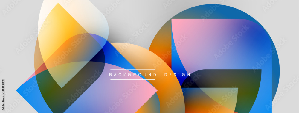 Aufkleber Abstract shapes overlap, creating vibrant color gradients. Modern design elements suggest dynamic visual experience. Light background enhances composition.
