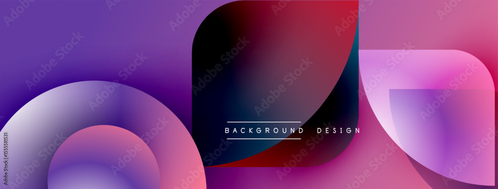 Aufkleber abstract fluid shapes, vibrant purple, red hues. modern design, smooth gradients create dynamic comp