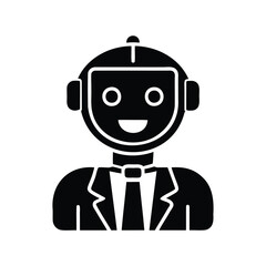 Robot in a suit icon signifying advanced technology and business automation