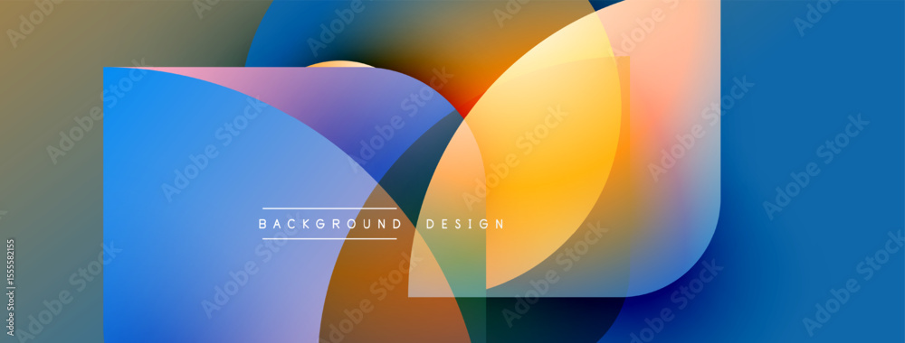 Poster Abstract colorful shapes overlap. Gradient hues blend, creating dynamic visual effect. Modern design element for backgrounds.